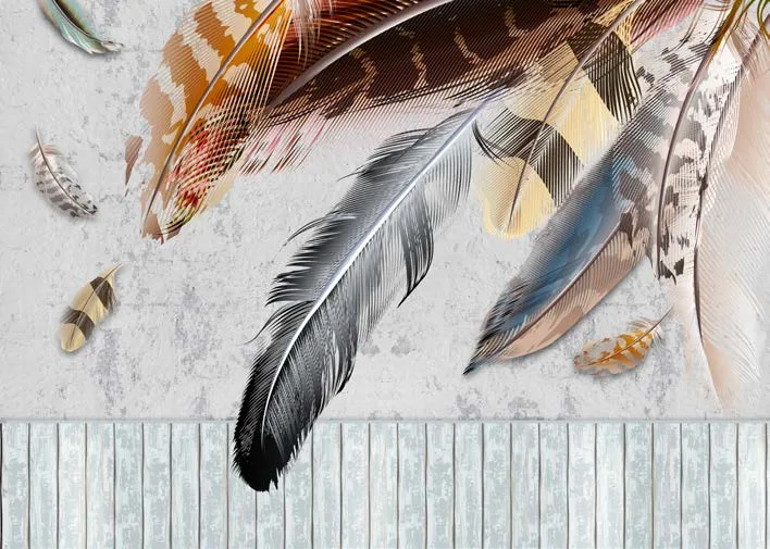 Papier Peint Plumes Élégantes sur Fond Texturé