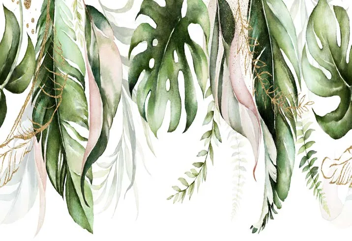 Papier Peint Feuilles Tropicales Aquarelle