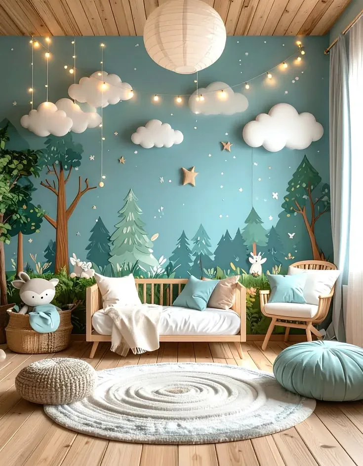 Forêt Enchantée – Nuages & Étoiles