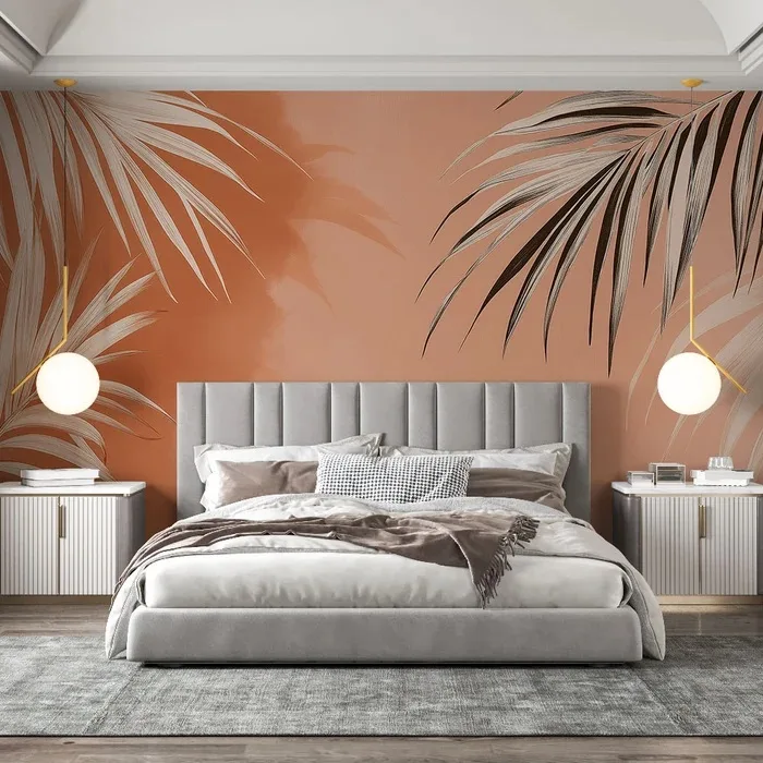 Feuilles tropicales sur fond doux