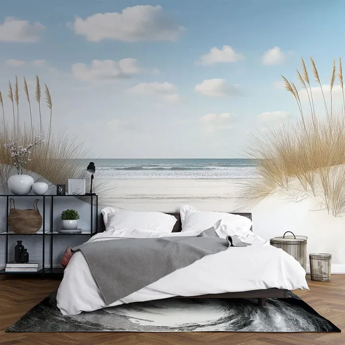 Scène apaisante de dunes de sable et mer calme